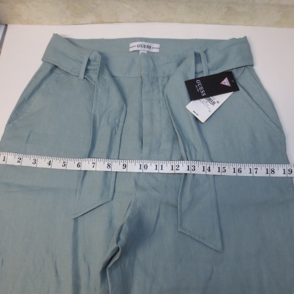 GUESS TESSA LINEN CULOTTE Pants Sport FADE TO JADE Size S - Picture 6 of 9